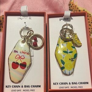 Piper K Cherry and Lemon Key Chain & Bag Charm Set